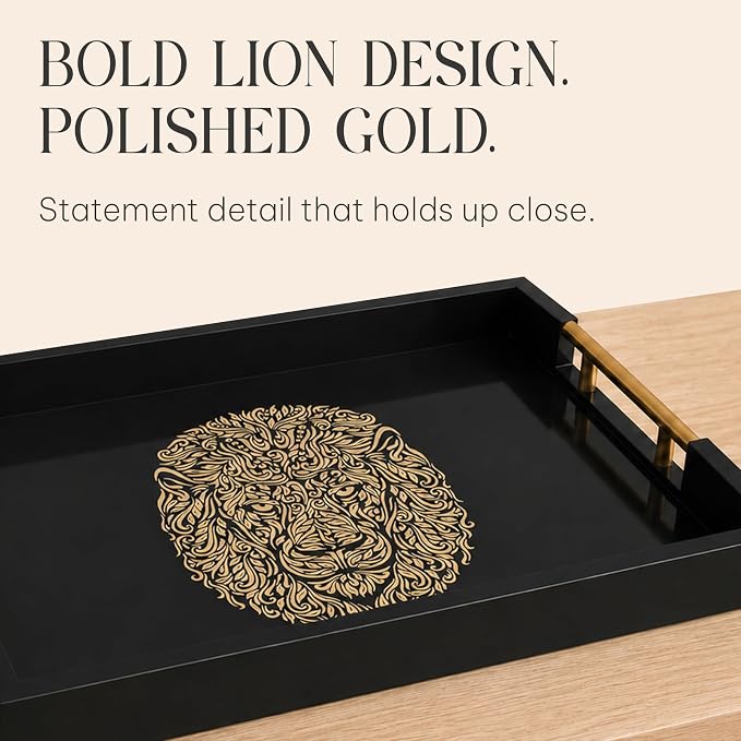 Modern Serving Tray with Lion Design, Ottoman Tray, Tea and Coffee Table Platter - Image 6