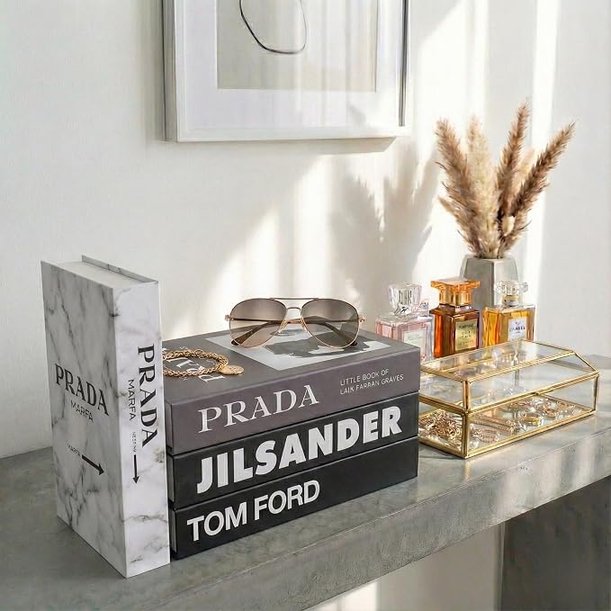 PROBENEX 4 Pcs Decorative Books | Faux Marble Cardboard Coffee Table Decor | - Image 7