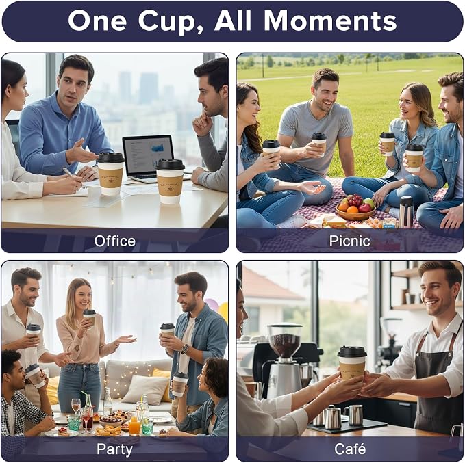 LITOPAK 100 Pack 12 oz Disposable Coffee Cups - Image 7