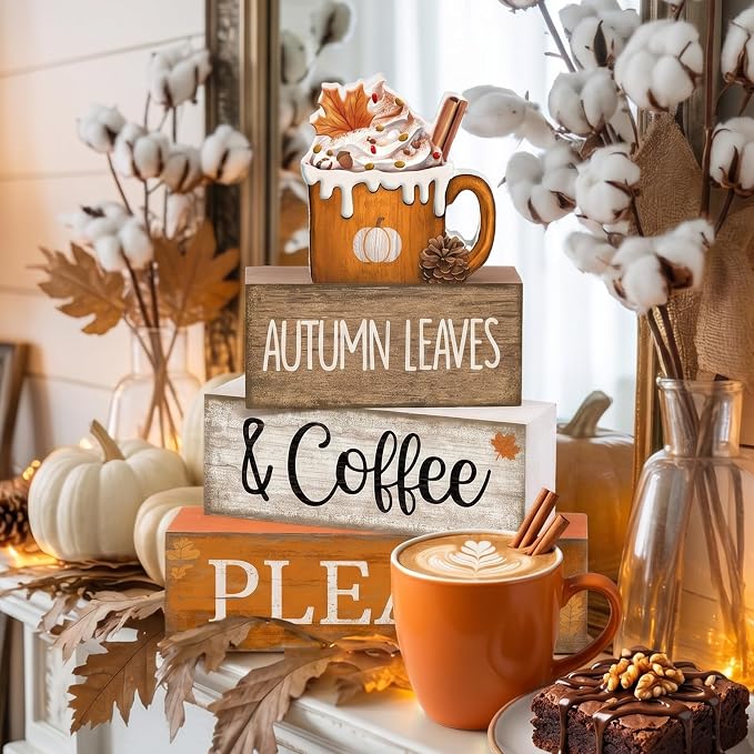 Lineshading 4 Pcs Fall Coffee Table Decor Fall Decoration - Image 4