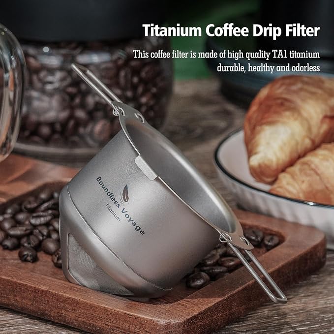 Boundless Voyage Titanium Coffee Drip Filter Reusable Pour-Over Coffee Filters - Image 2