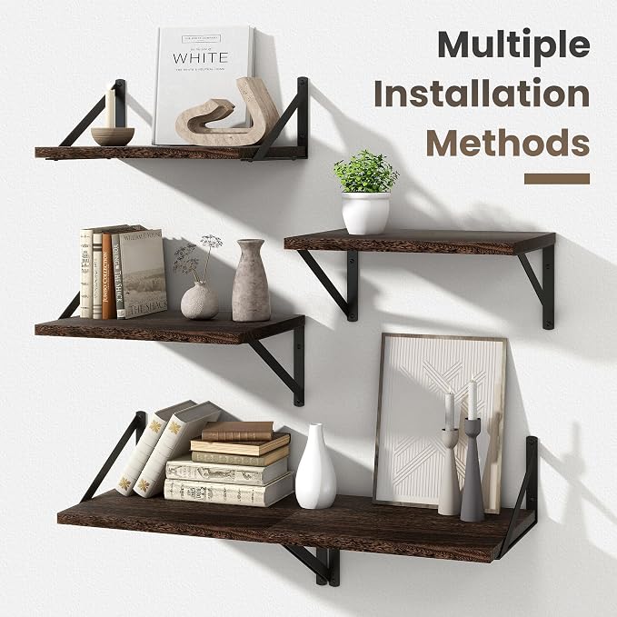 Marsmiles Deep Floating Shelves | 12 Inch Deep Wood Wall Shelves Set of 2 | - Image 5