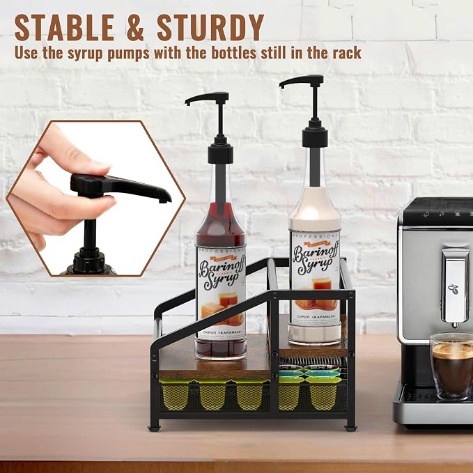 Alyoen Coffee Syrup Organizer Rack, 3-Tier Coffee Station Organizer - Image 2