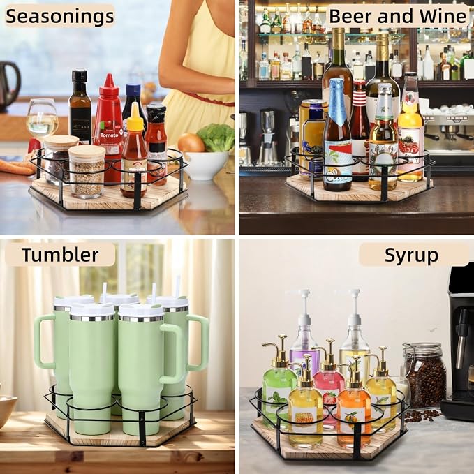 Cididu Rotating Coffee Syrup Organizer 7 Bottles, Coffee Syrup Rack Stand - Image 6