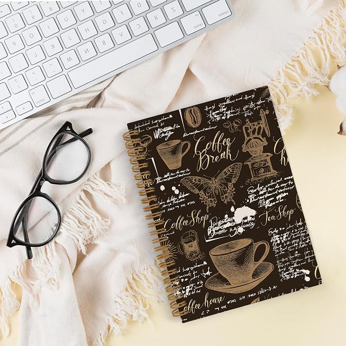 Retro Coffee Spiral Notebook, Coffee Themed Journal Notebook, Coffee Butterfly - Image 2