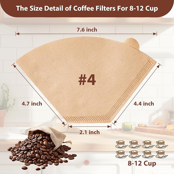 200 Count Coffee Filters #4, Disposable Cone Coffee Filters 8-12 Cup, - Image 5
