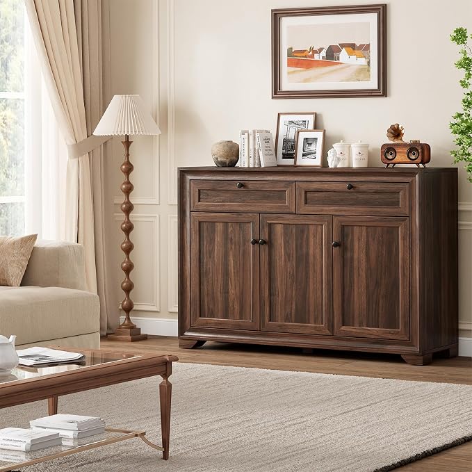 48 Inches Buffet Cabinet with Storage, Farmhouse Sideboard Buffet w/2 Drawers - Image 8