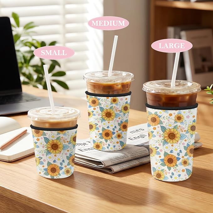 3 Pack Reusable Insulated Neoprene Iced Coffee Cup Sleeve, Durable Drink Sleeve - Image 4