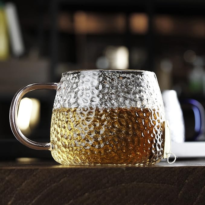 LUXU Hammered Tea Cups, Glass Coffee Mugs, Prefect - Image 4