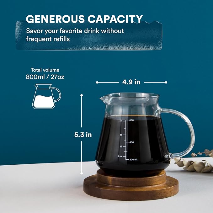 Glass Range Coffee Server For Pour Over Coffee & Tea - 800ml/27oz Ovalware - Image 2