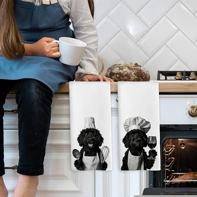 Goldendoodle Kitchen Towels Set of 2, Dog Kitchen Accessories, Bar Decor - Image 3