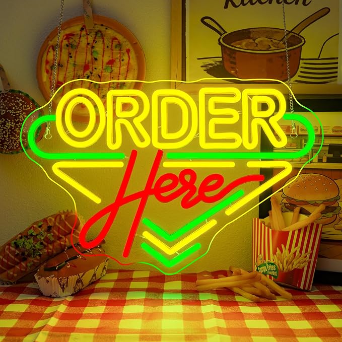 Order Here Neon Sign Coffee Store Neon Lights Business Neon Signs Wall Decor by NXYX