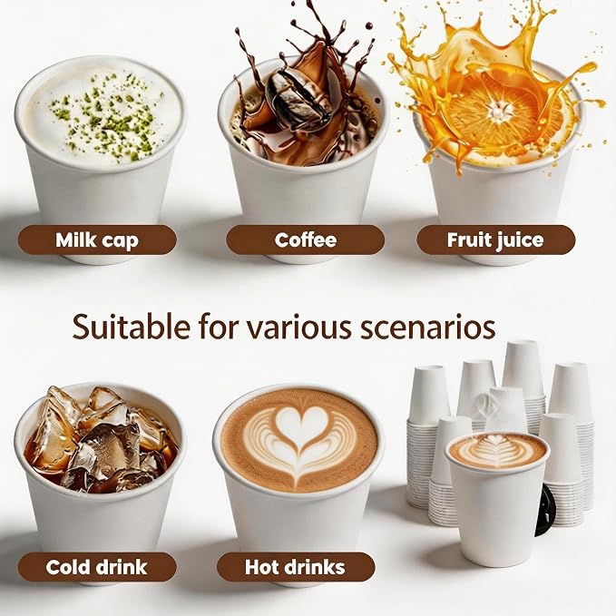 MOUMOULIFE Disposable Paper Coffee Cups 8 oz 1000 Count Bulk, Leak-Proof White - Image 7