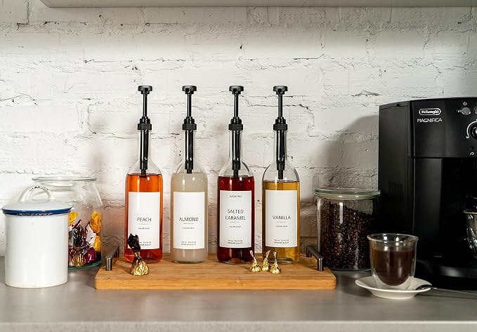 Demi's Home 25.4 oz 750 ml Glass Coffee Syrup Dispenser - Image 5