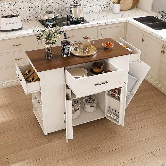 46" Kitchen Island on Wheels by EEBUIHUI