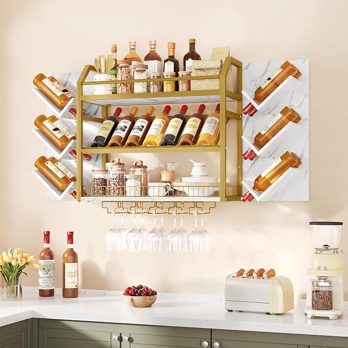 Hoctieon Wall Mounted Wine Rack, 3 Tier Hanging Wine Racks - Image 4