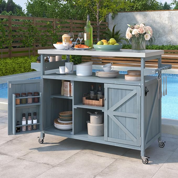 Merax Outdoor Kitchen Island, Stainless Steel Kitchen Island by Merax