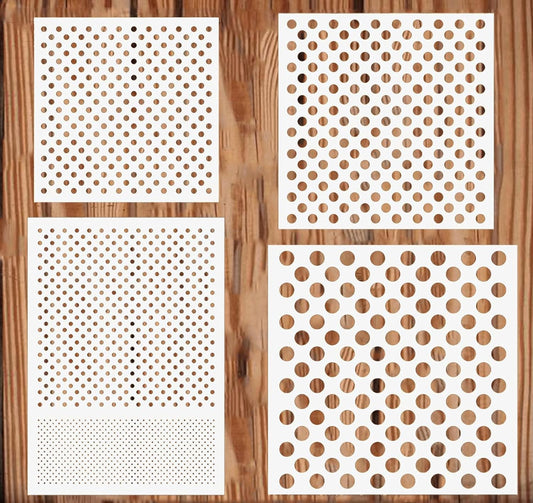 4PCS Dots Stencil 4 Sizes Polka Dot Stencils Painting Template Reusable Plastic Starburst Stencils for Painting on Wood Wall Decor