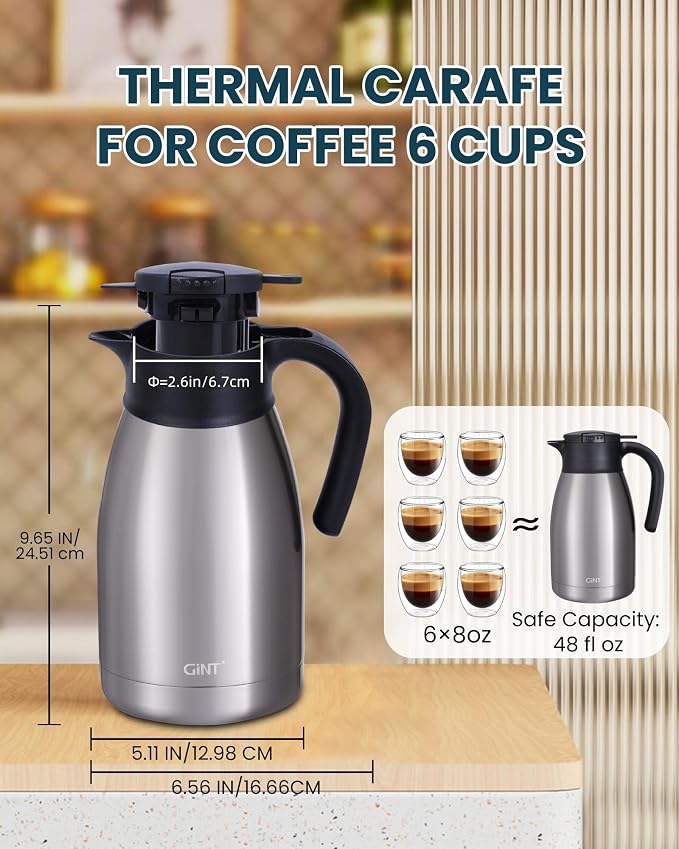 GiNT 51Oz Stainless Steel Thermal Coffee Carafe - Image 6