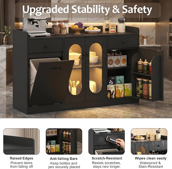 Rongguang 54" Modern Kitchen Coffee Bar Cabinet - Image 7