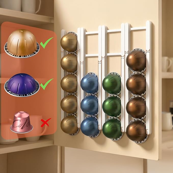 Adhesive Coffee Pod Holder for Nespresso VertuoLine, Holds 20 Capsules - Image 2