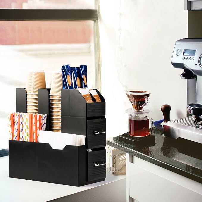 SZQINJI Coffee Condiment Organizer 11-Compartment Breakroom Coffee Station - Image 6