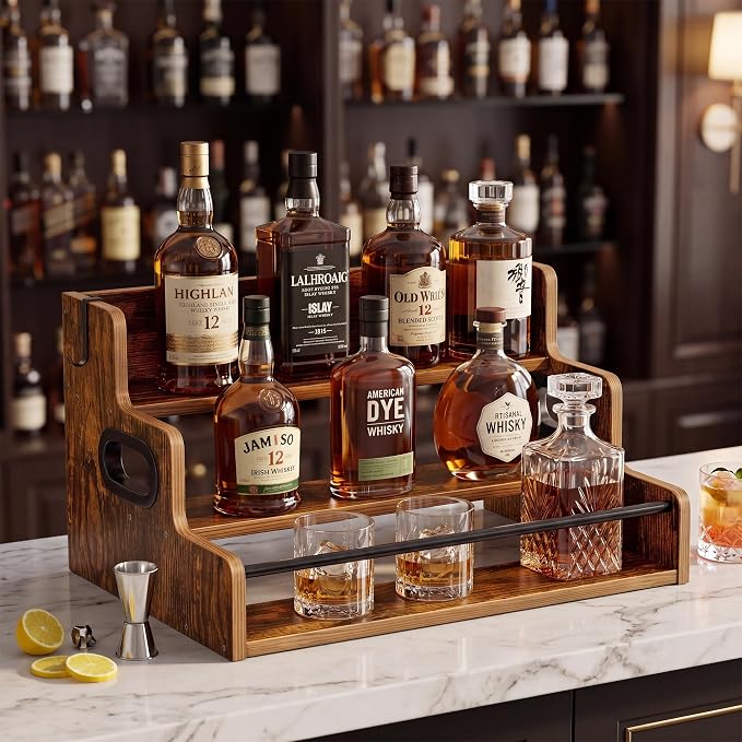 YOUDENOVA Liquor Bottle Display Shelf, 3-Tier Coffee Syrup Rack Organizer - Image 2