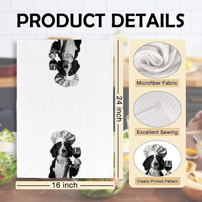 Funny Chef Bernedoodle Kitchen Towels Set of 2, Bernedoodle Dog Gifts - Image 6