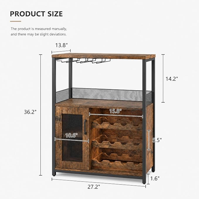 Wine Bar Cabinet with LED light, 3-Tier Removable wine rack cabinet glass holder - Image 2