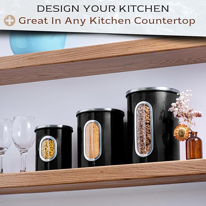 Moss & Stone 3-Piece Black Canisters Sets - Image 6