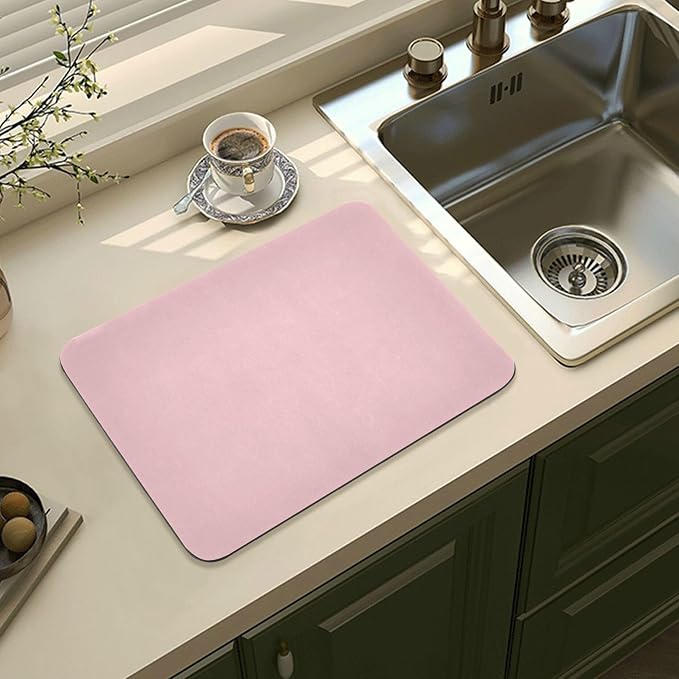 Light Pink Dish Drying Mat for Kitchen Counter No-slip Rubber Bottom Dish - Image 8