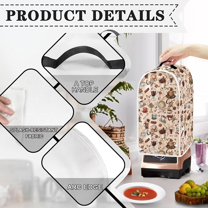 Coffee Design Blender Dust Cover, Anti Fingerprint Polyester Stand Mixer or - Image 4