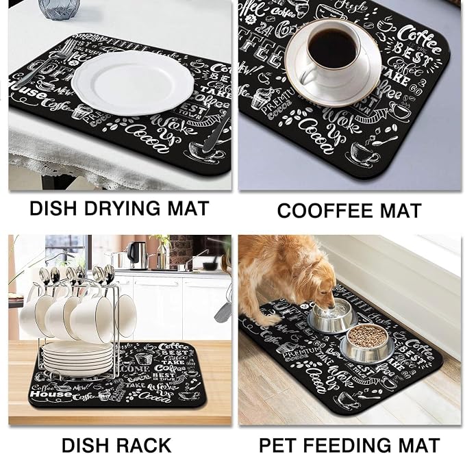 Absorbent Hide Stain Anti-Slip Coffee Bar Mat, Fit Under Coffee Machine - Image 2