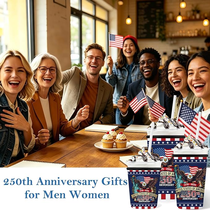 3 Pack Reusable Insulated Neoprene Iced Coffee Cup Sleeve 250th Anniversary USA - Image 2