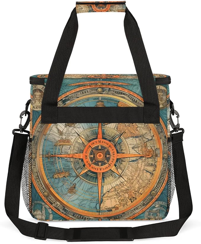 Nautical Ship Compass Coffee Maker Carring Bag, Large Insulated Storage - Image 5