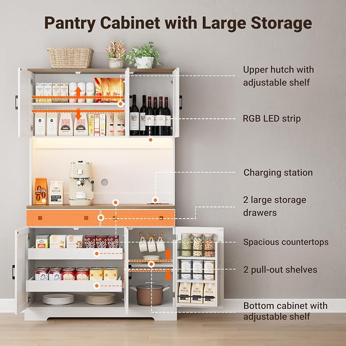 ELYKEN 71" Kitchen Pantry Cabinet - Image 6