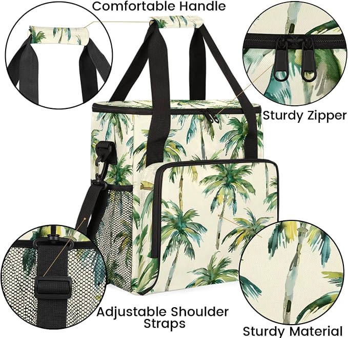 Tropical Palm Coffee Maker Carring Bag, Large Insulated Storage Organizer Case - Image 6