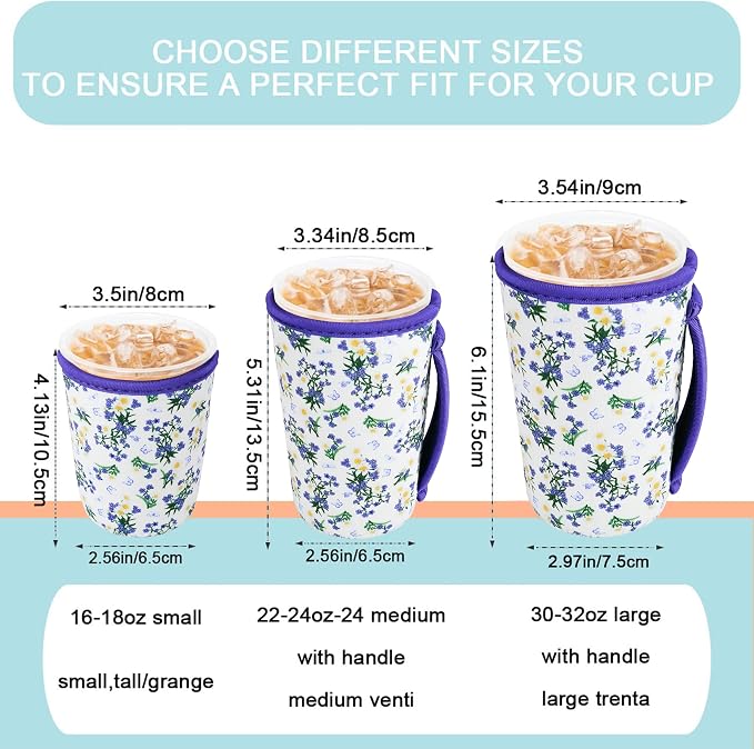 KJQJLY 3 Pac Reusable Iced Coffee Sleeves - Image 2