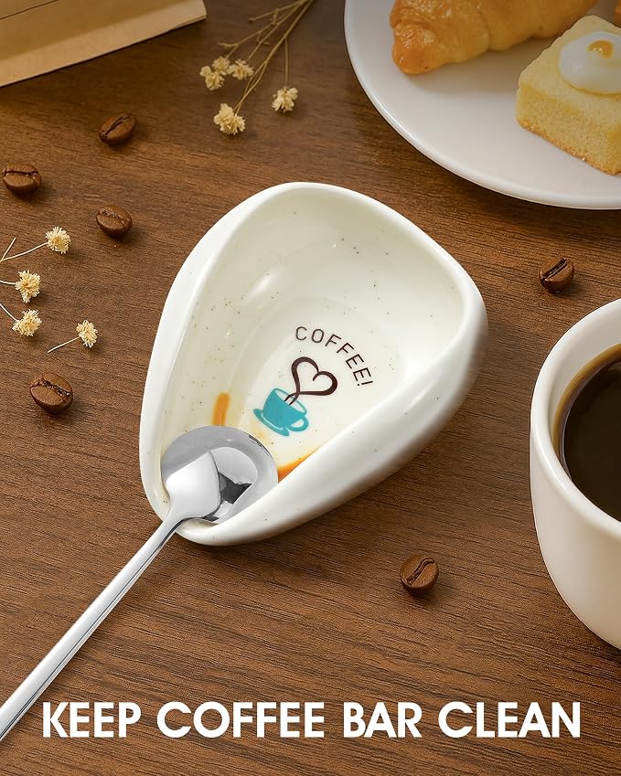 FANGSUN Coffee Spoon Rest, Ceramic Spoon Holder - Image 2