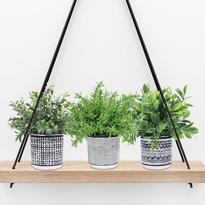 Winlyn Set of 3 Small Potted Plants Artificial Eucalyptus Rosemary Boxwood - Image 5