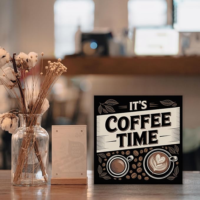 It's Coffee Time Wooden Box Decor 5x5 in - Image 3