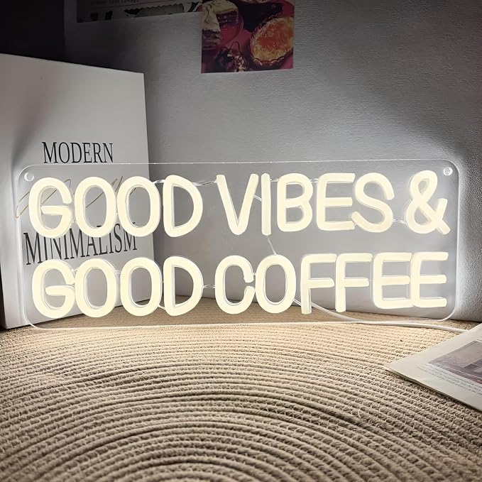 Good Vibes & Good Coffee LED Neon Sign Coffee Bar Shop Cafe Drink Neon Light by KADAFAGO