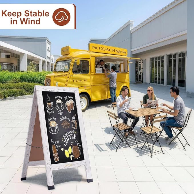 Wood Magnetic A-Frame Chalkboard Signs, Double-Sided Sidewalk Blackboard - Image 6