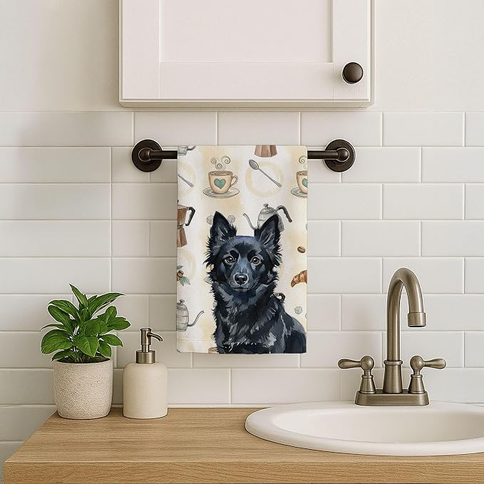 Caroline's Treasures Schipperke Coffee Bar Kitchen Towel Velour Plush Front and - Image 7