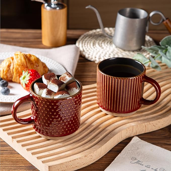 GBhome 6 OZ Stackable Coffee Mugs, Ceramic Coffee Mugs - Image 6