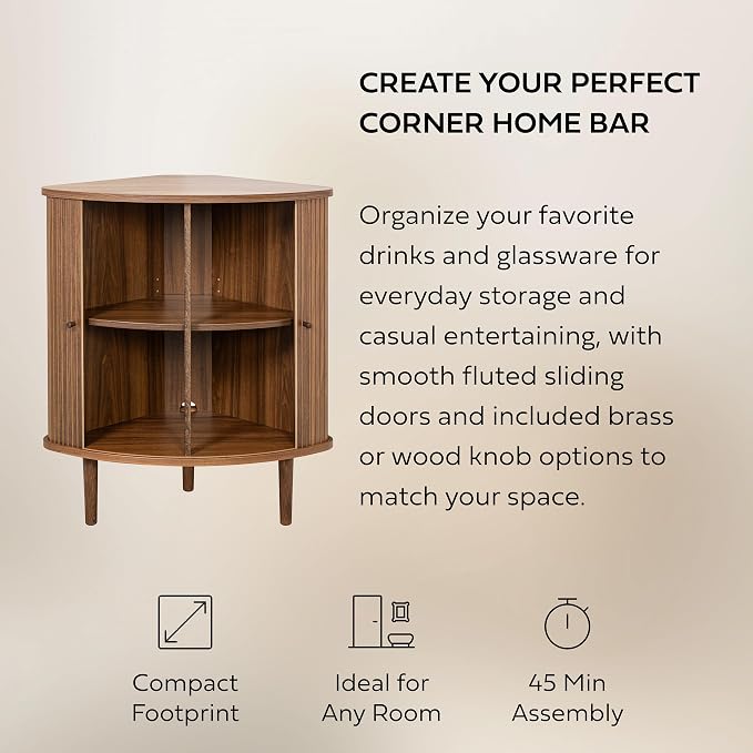 WERMO 30'' Fluted Corner Bar Cabinet - Image 4