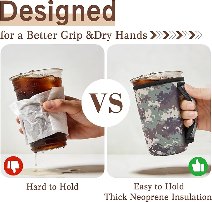 KJQJLY 3 Pack Reusable Iced Coffee Sleeves - Image 3