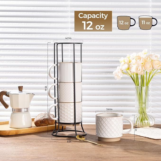 GBhome 12OZ Stackable Coffee Mugs - Image 3