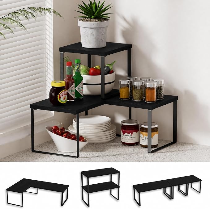 Golener Countertop Organizer Corner Shelf, 2 Tier Adjustable Stackable Corner by Golener