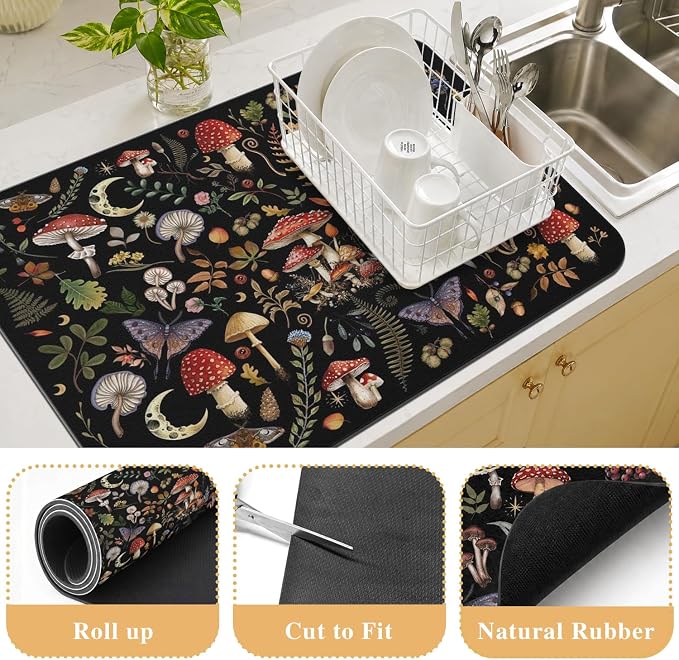 Dish Drying Mat Kitchen Countertop, Super Absorbent Coffee Bar Mat - Image 3